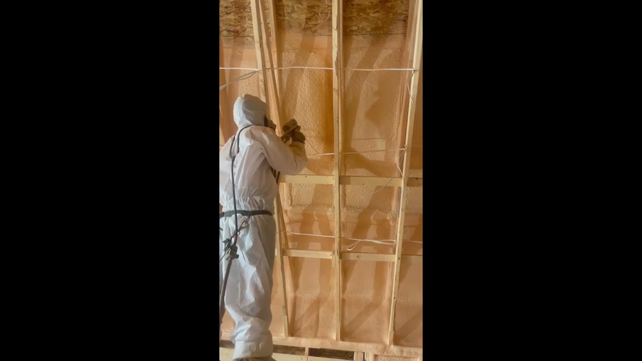Spray Foam Insulation - Cathedral ceiling by Ecologic Winnipeg MB. 