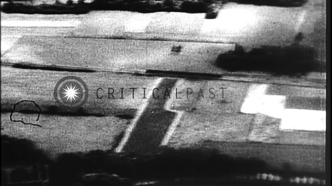 Ammunition trucks and trains explode after strafing by United States fighter planes HD Stock Footage