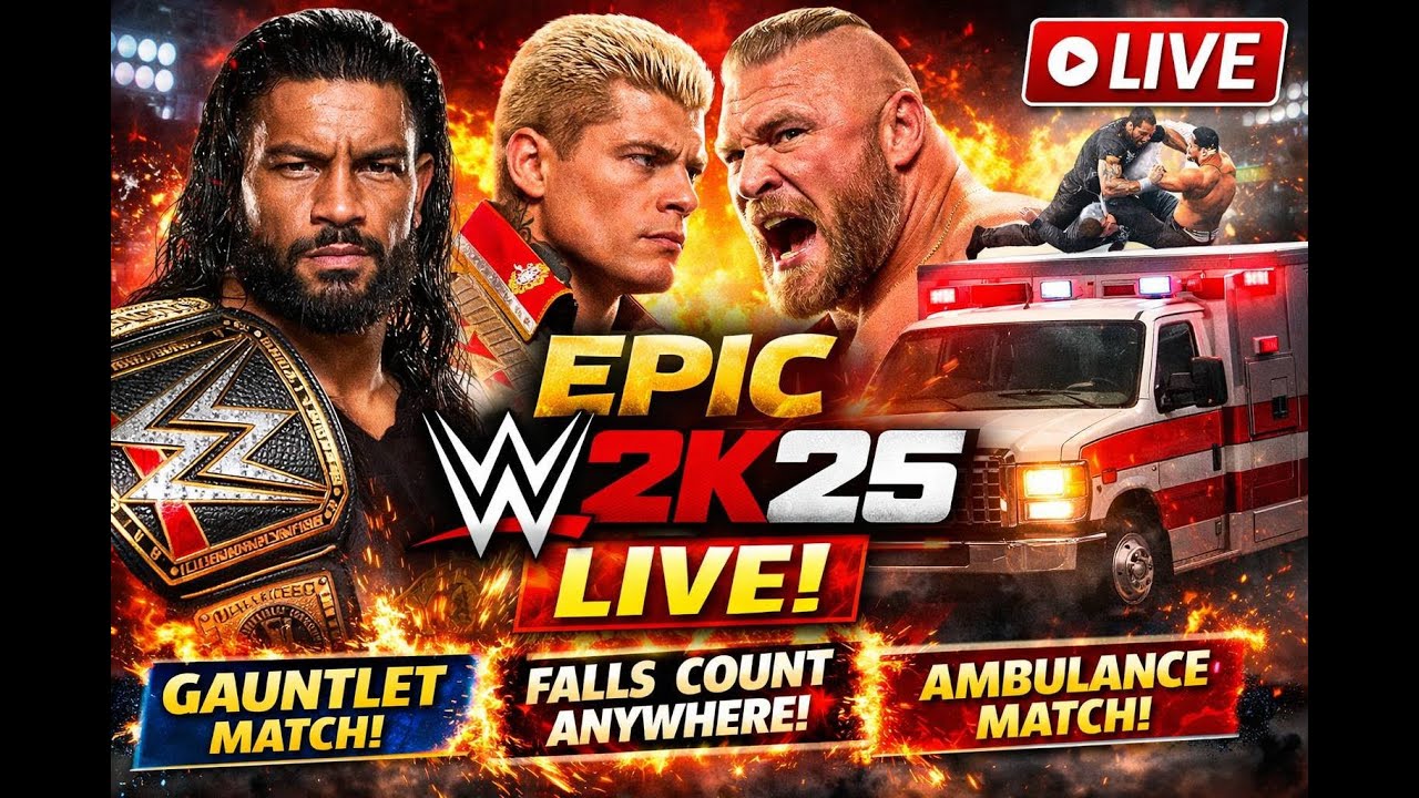 Epic WWE 2K25 LIVE: Roman Gauntlet, Cody vs Brock, Ambulance Match! #wwe2k25 #wwe
