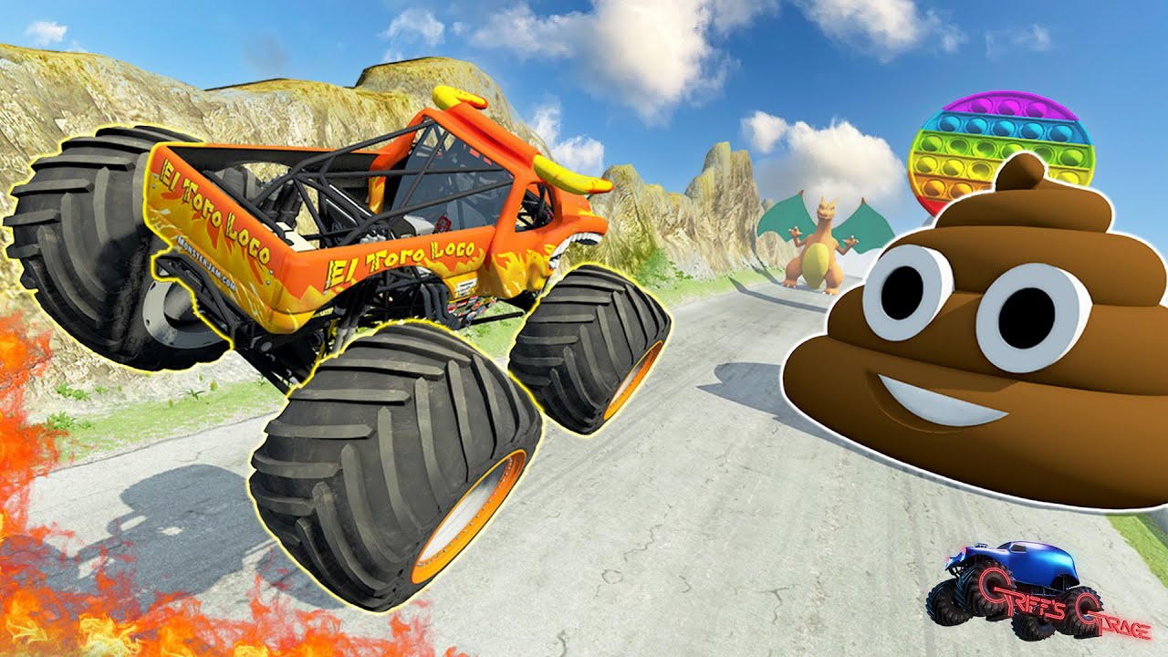 Monster Truck MEGA Downhill Madness: Custom Vehicles Total Destruction | BeamNG Drive
