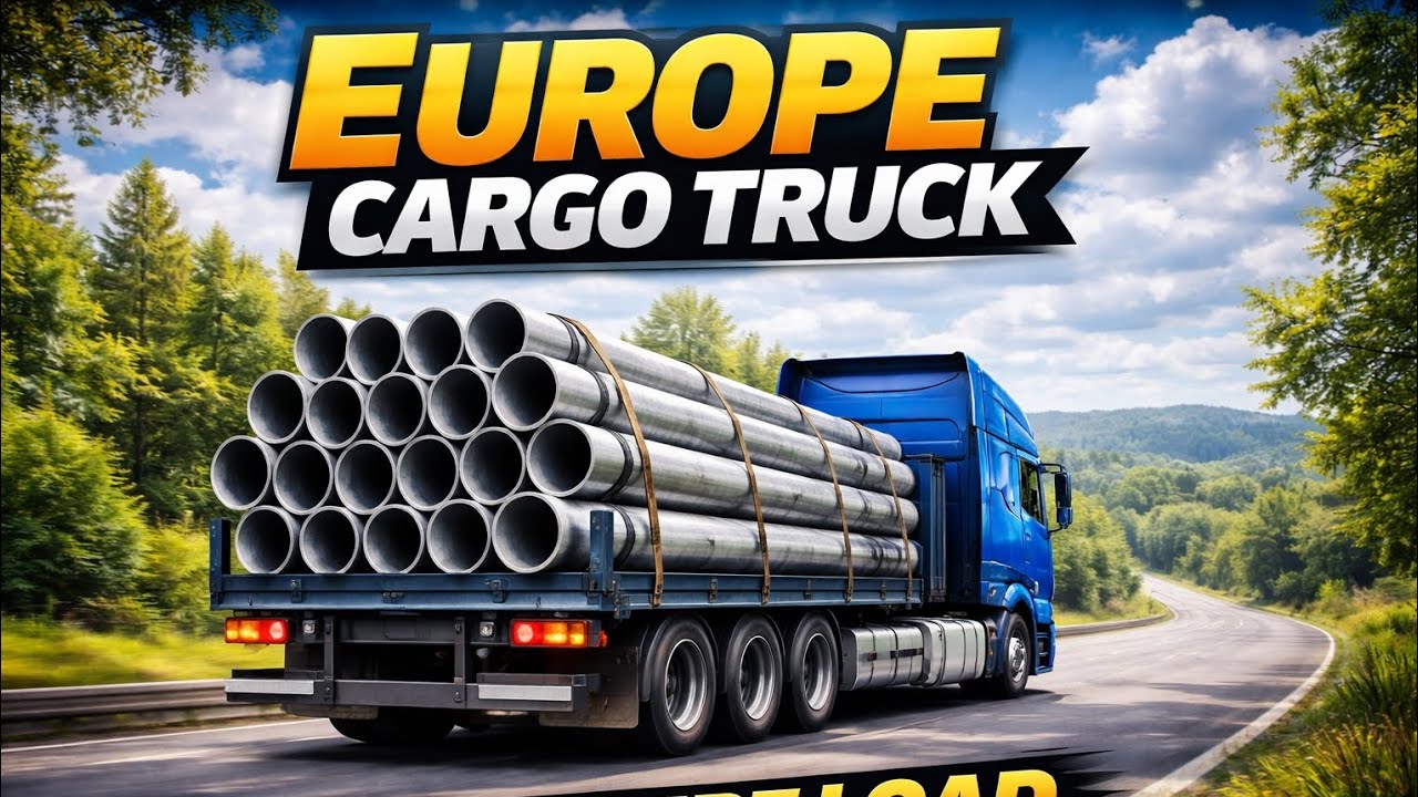 Europe Cargo Truck Heavy Pipe Load | Realistic Truck Driving Gameplay