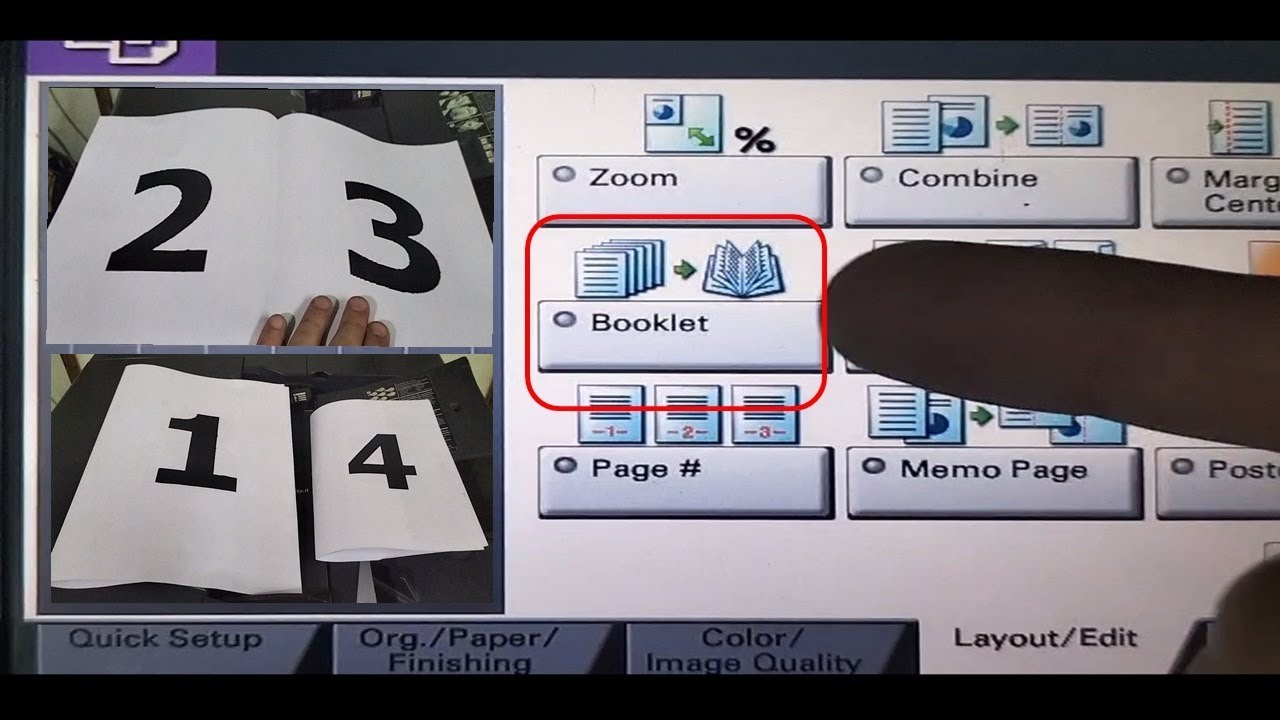 التصوير بطريقة الكتاب خاصية البوكليت booklet علي ورق مقاس A4 و A3 من الفيدر علي ماكينة كيوسيرا