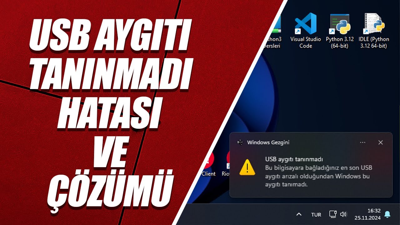 USB AYGITI TANINMADI. BU BİLGİSAYARA BAĞLADIĞINIZ EN SON USB AYGITI ARIZALI OLDUĞUNDAN... (TELEFON!)