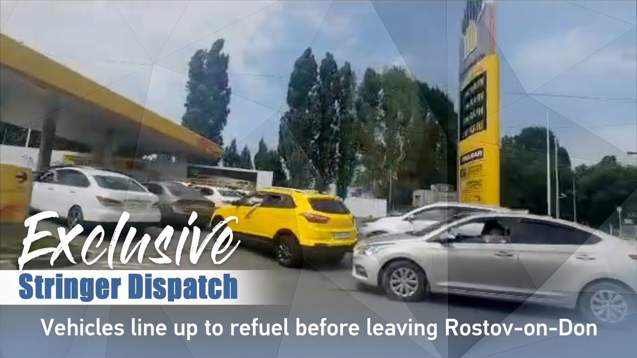 Exclusive Stringer Dispatch: Vehicles line up to refuel before leaving Rostov-on-Don