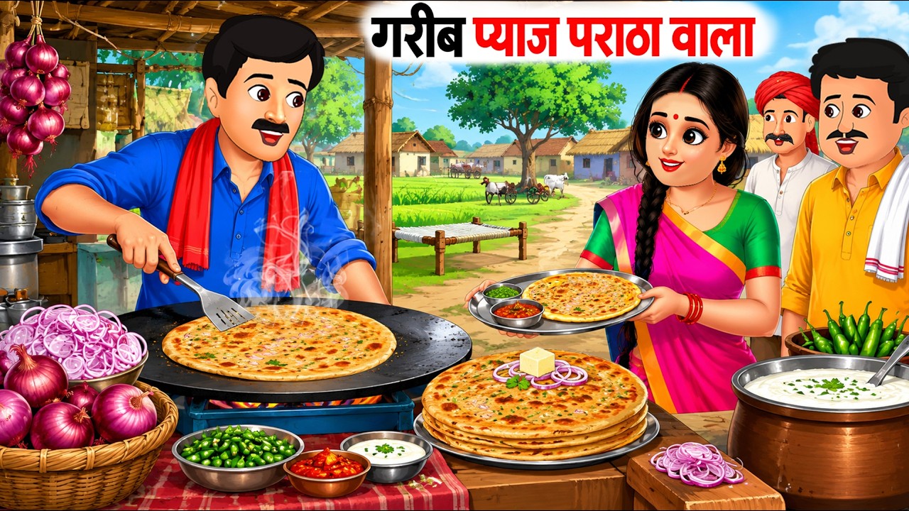गरीब प्याज पराठा वाला | Garib Pyaj Paratha Wala | hindi stories | Cartoon stories | hindi कार्टून