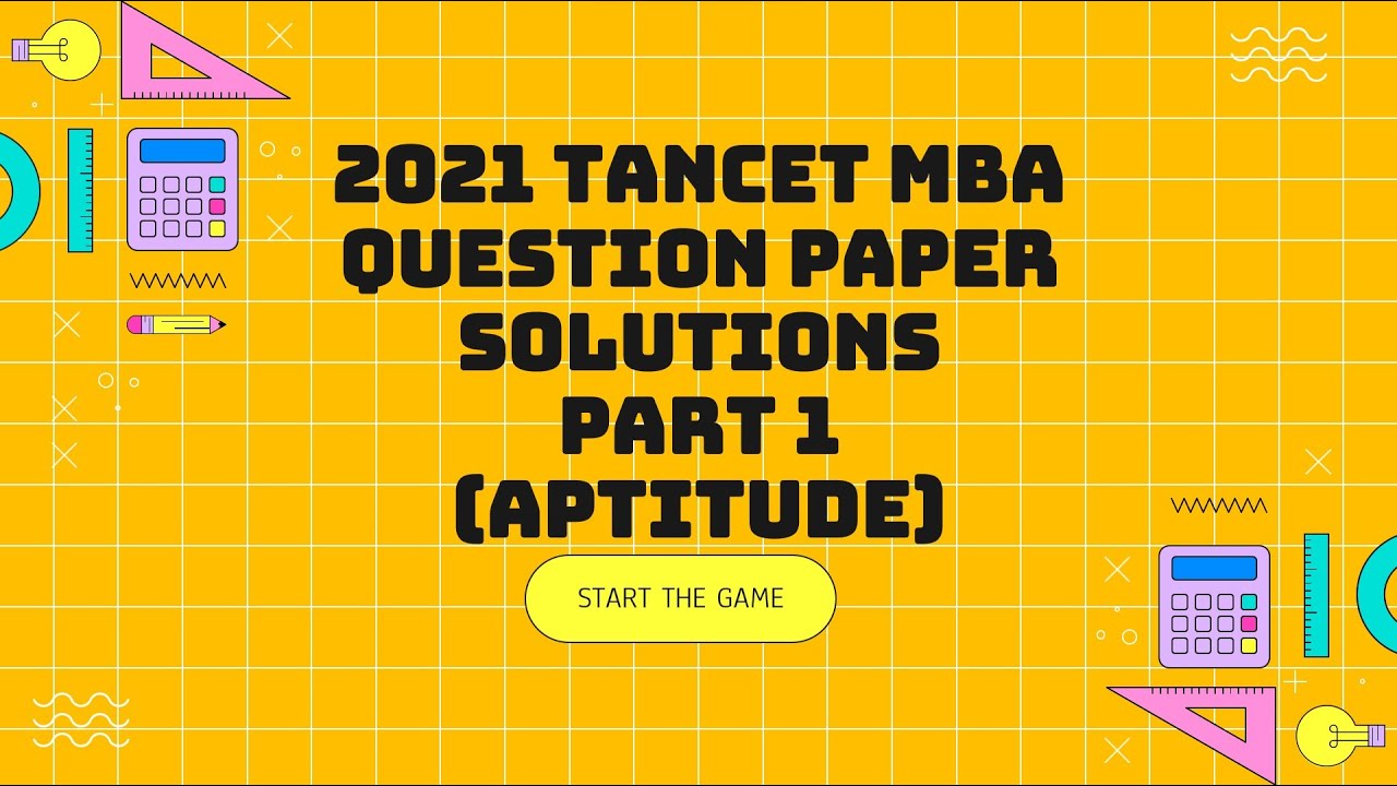 | 2021 TANCET MBA QUESTION PAPER SOLUTIONS | PART 1 | APTITUTE |