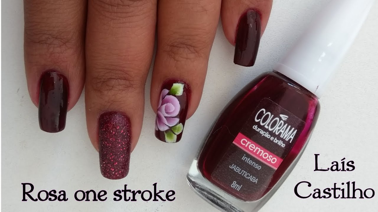 Unhas decoradas rosa em One Stroke por Laís Castilho