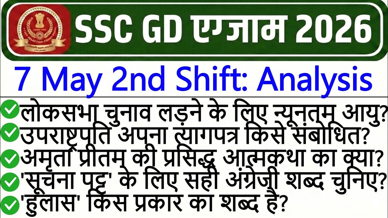 SSC GD Exam Analysis 2026 | SSC GD Exam May 7 2nd Shift Analysis 2026 | SSC GD Exam Analysis Today