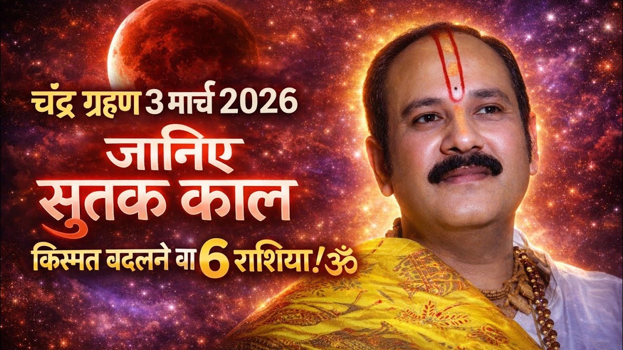 चंद्र ग्रहण 3 मार्च 2026 -जानिए सूतक काल और किस्मत बदलने वाली 6 राशियां 🕉️