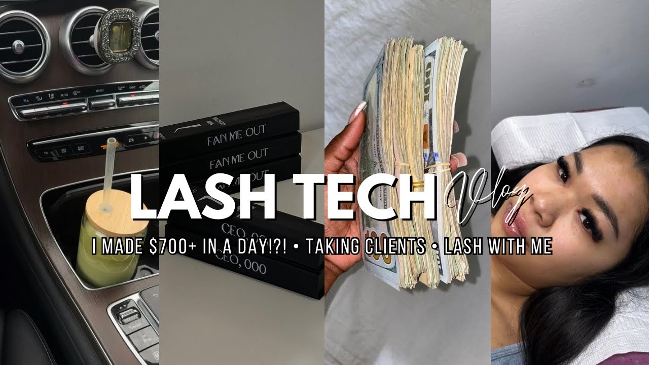 LASH TECH VLOG | I MADE $700+ IN A DAY!?, Lash with me, Taking clients