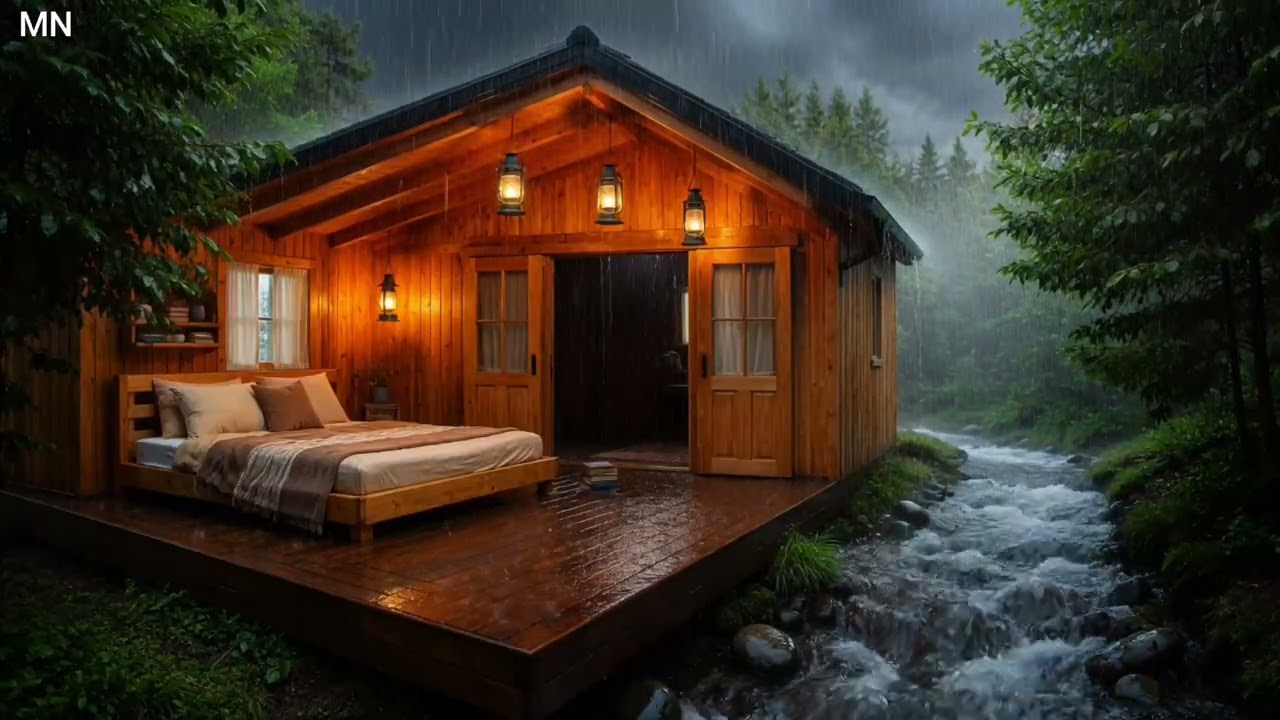 Flute & piano mix music for relaxing, sleeping. Pure natural peaceful rain sounds   🎶🎹💤🌧️