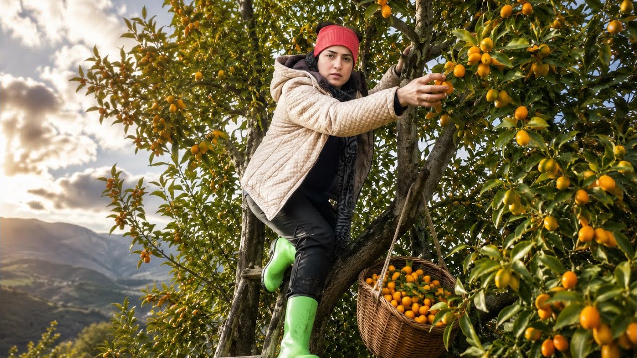 Golden kumquat harvest at nabat farm _from winter sun to sell market
