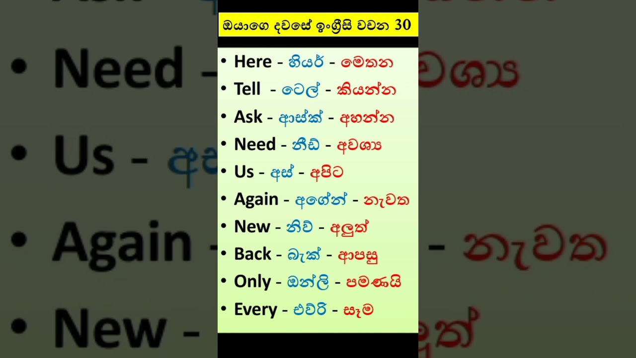 Learn English Words in Sinhala | Spoken English in Sinhala🤗