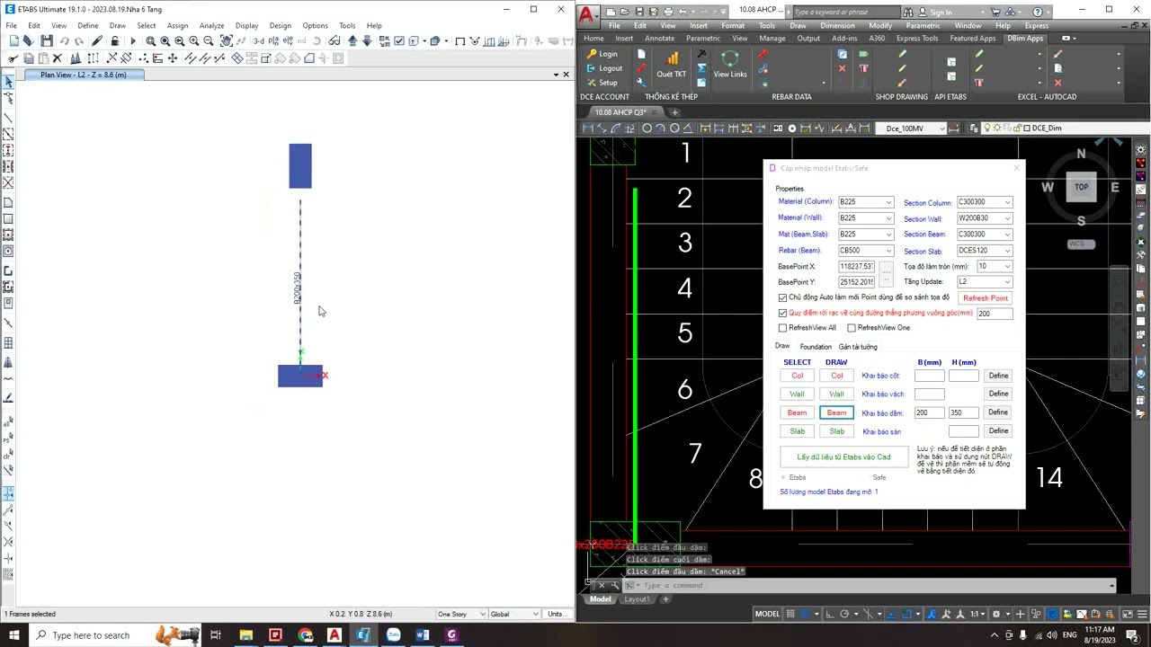 Bài 03: Hướng dẫn lập mô hình Etabs từ mặt bằng kiến trúc và chất tải trọng | DBim