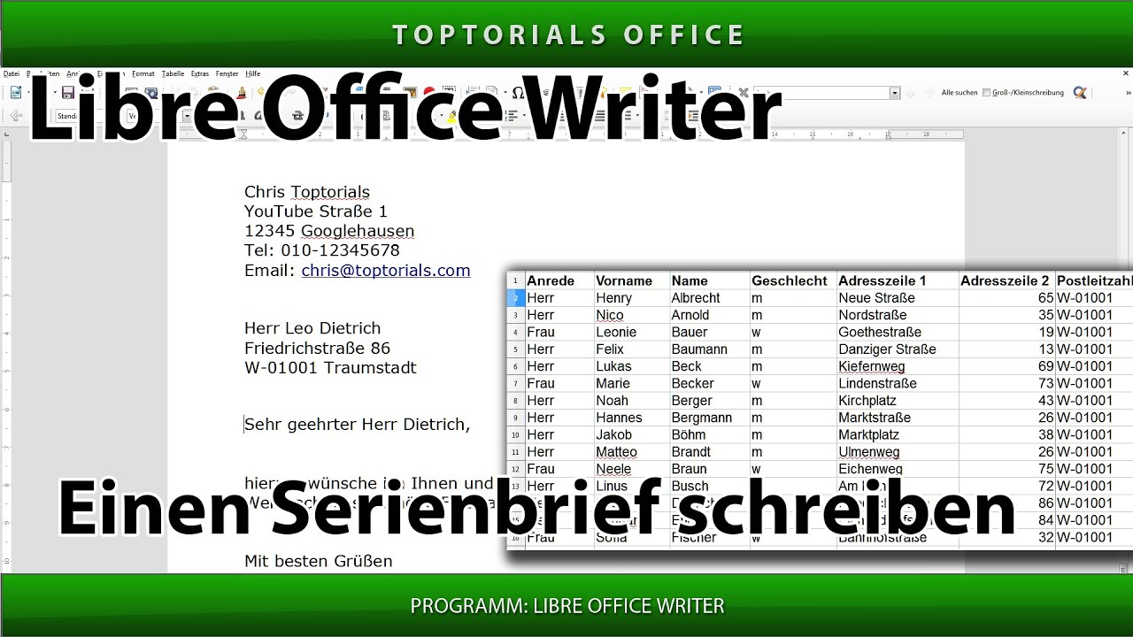 Serienbrief ganz einfach mit LibreOffice Writer erstellen