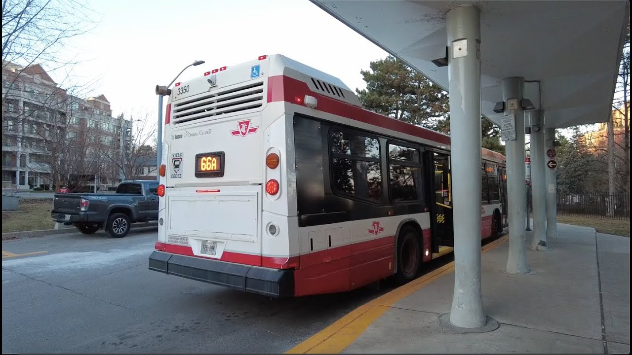 TTC 66A Prince Edward Bus Ride #3350 from Humber Loop to Old Mill Stn (January 4th, 2024)