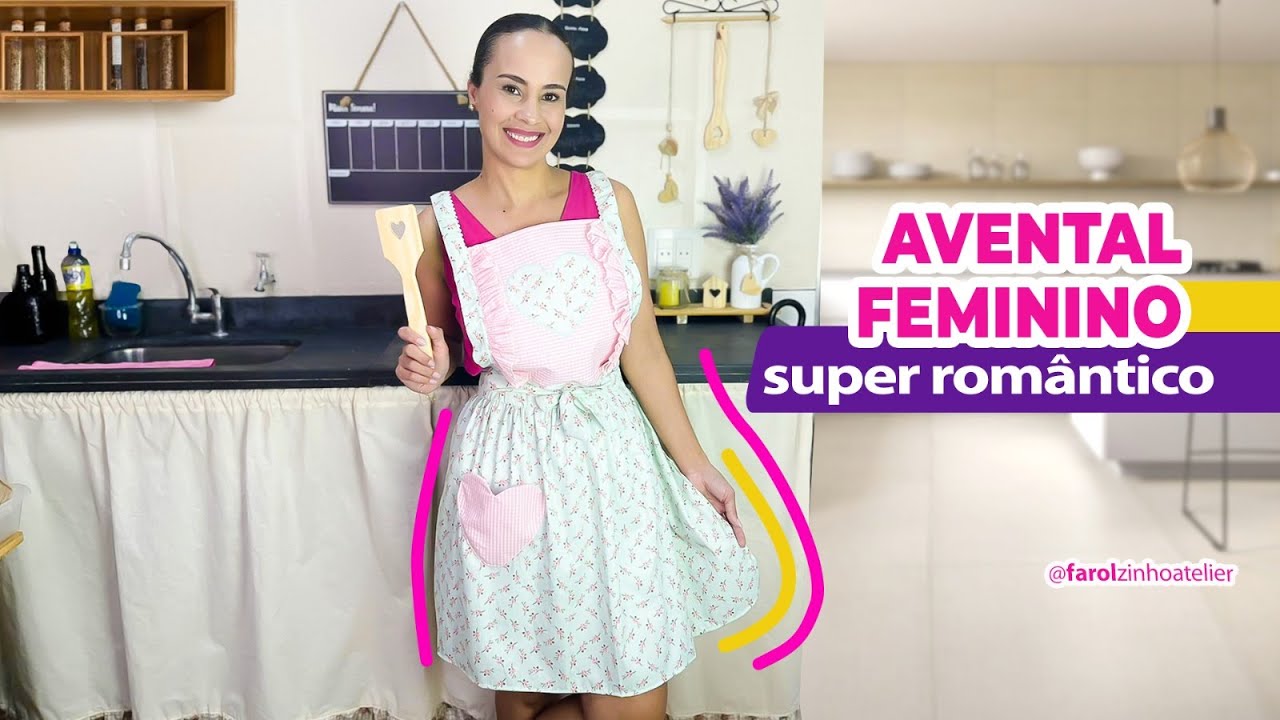 AVENTAL FEMINIO SUPER ROMANTICO I Passo a passo para você fazer seu molde