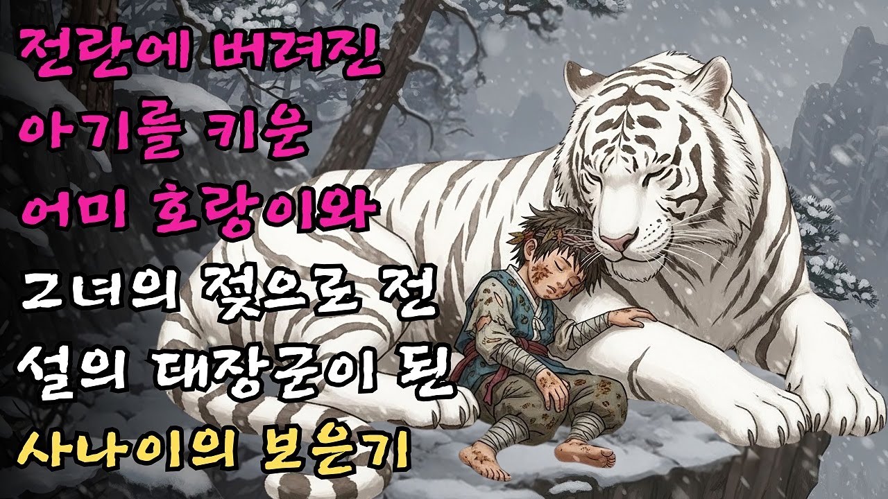 전란 중에 버려진 아기를 제 자식처럼 키운 어미 호랑이와 그 호랑이 젖으로 기력을 얻어 전설의 대장군이 된 사나이의 눈물겨운 보은기 #야담 #민담 #전설 #설화