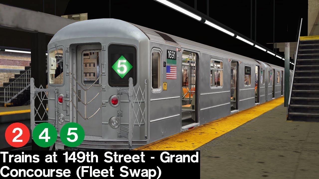 OpenBVE Virtual Railfanning: 2, 4 and 5 Trains at 149th St - Grand Concourse (Equipment Swap)