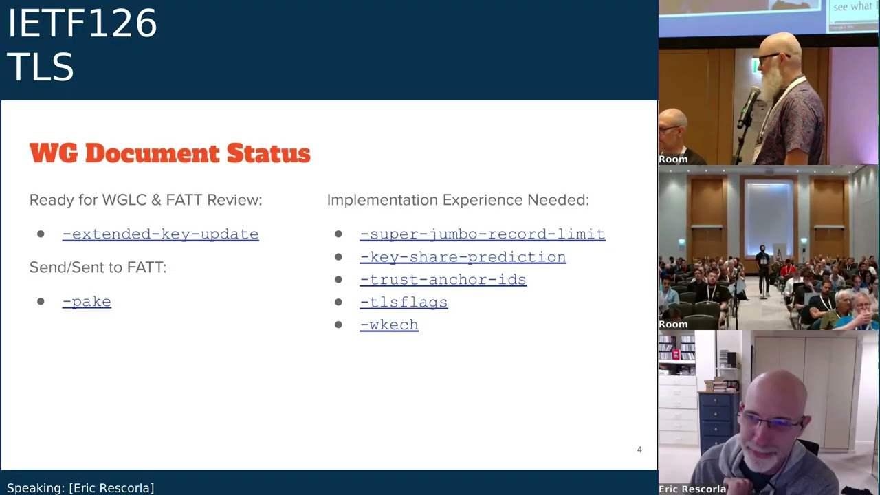 IETF 126: Transport Layer Security (TLS) 2026-07-23 07:00