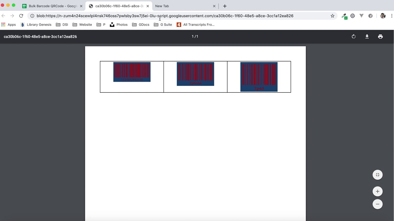 Bulk Barcode QR Code Generator for Google Sheet Add on