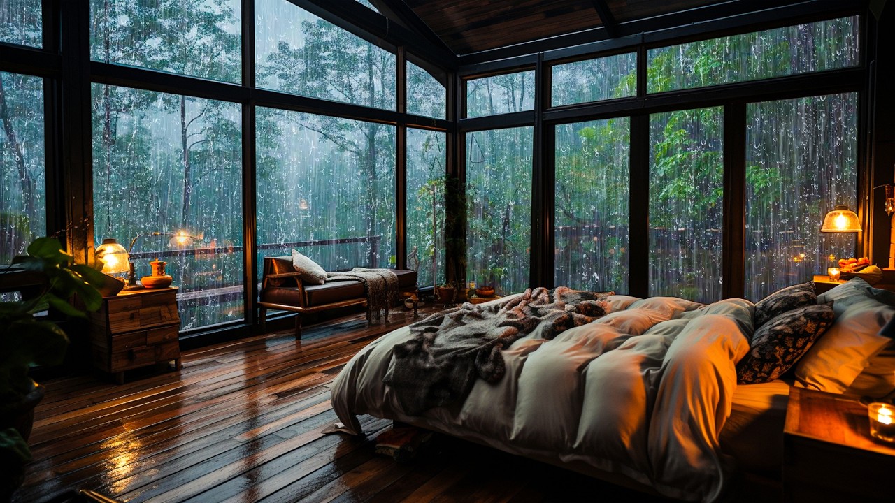 Rain Sounds for Sleeping – Intense Rain & Rolling Thunder for Relaxation and Peaceful Sleep