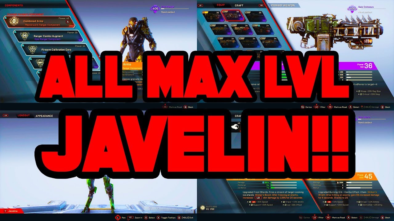 ANTHEM ENDGAME GAMEPLAY! ALL MAX LEVEL JAVELIN + ABILITIES!