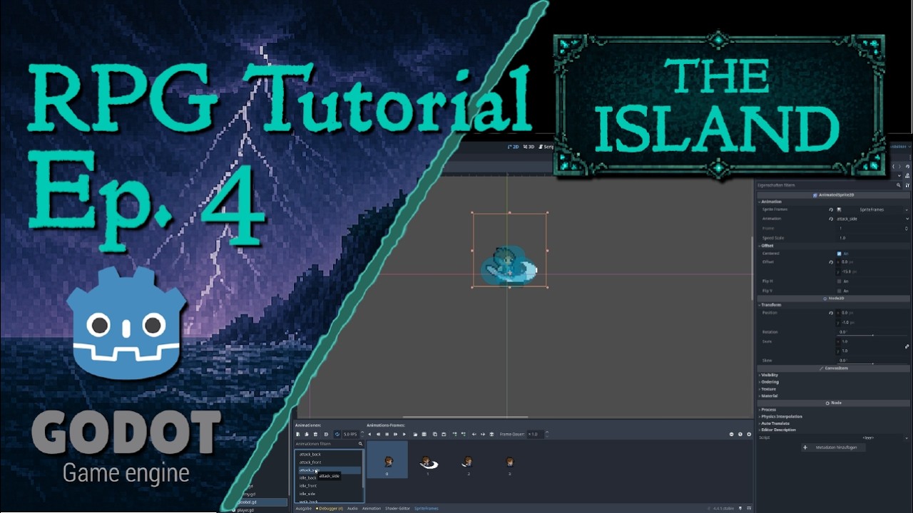 Godot RPG Tutorial | The Island Ep. 04 | Better Code, 4-Directional Attacks and Enemy