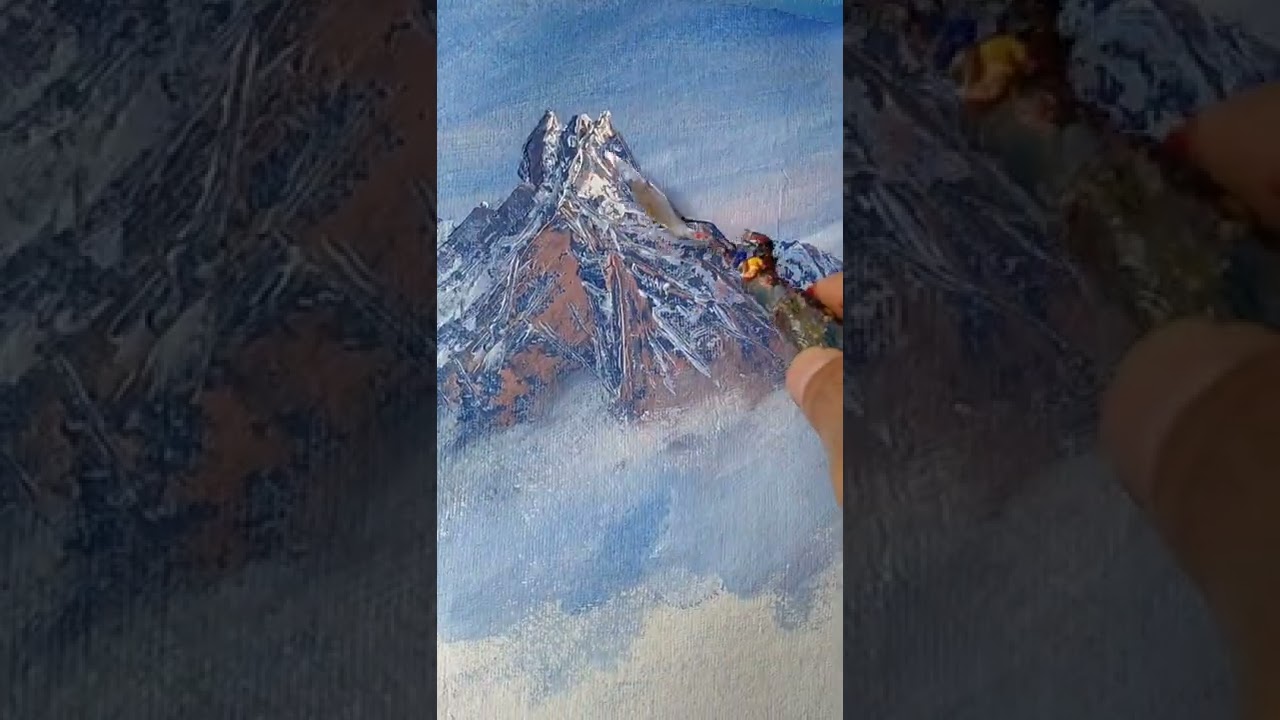 acrylic mountain drawing painting Mt fishtail #shorts #viral