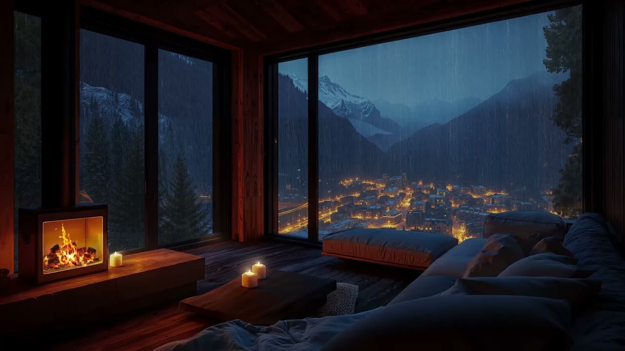 Fireplace & Rain Sounds for Deep Sleep 🔥🌧️ No Ads | Relaxing Ambience for Stress Relief