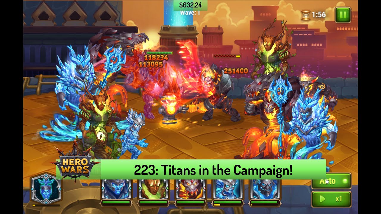 Let's Play Hero Wars 223: Chapter 15, the Elemental Spirit Asylum, and Titans in the Campaign!