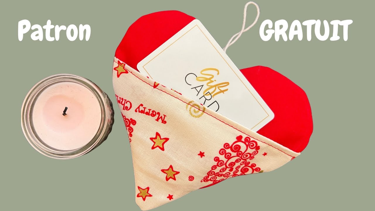 Coudre un cœur  pour offrir une petite surprise (carte cadeau) - Patron et fiche technique gratuits!