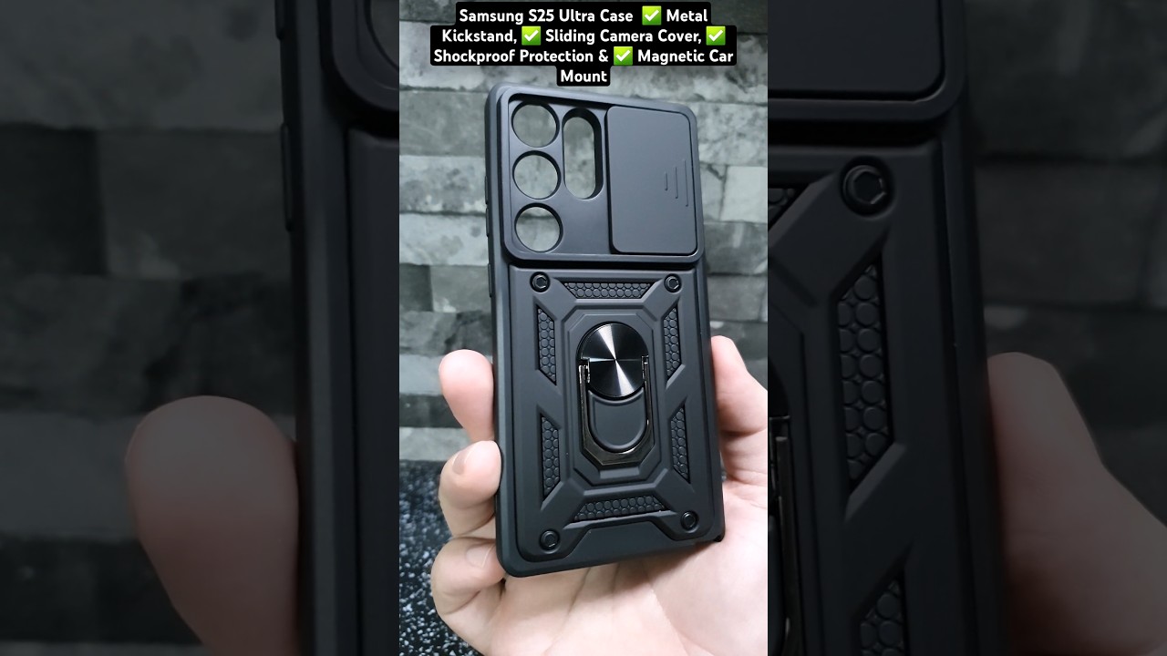Samsung Galaxy S25 Ultra Armor Case ⚫ Metal Kickstand & Camera Cover &ndash; Ultimate Protection!