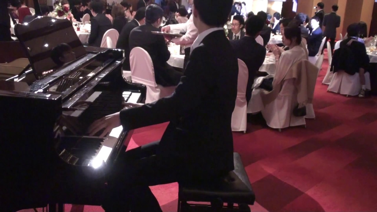 結婚披露宴のお色直し退場で新婦の兄がピアノ演奏「糸 中島みゆき」@軽井沢万平ホテル　Ito Miyuki Nakajima piano marriage ceremony @ Mampei Hotel