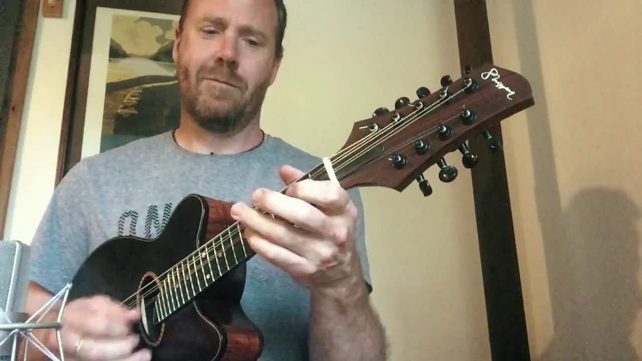 Ewan MacPherson of Shooglenifty plays his Shippey "Artist" 9-string Mandolin.