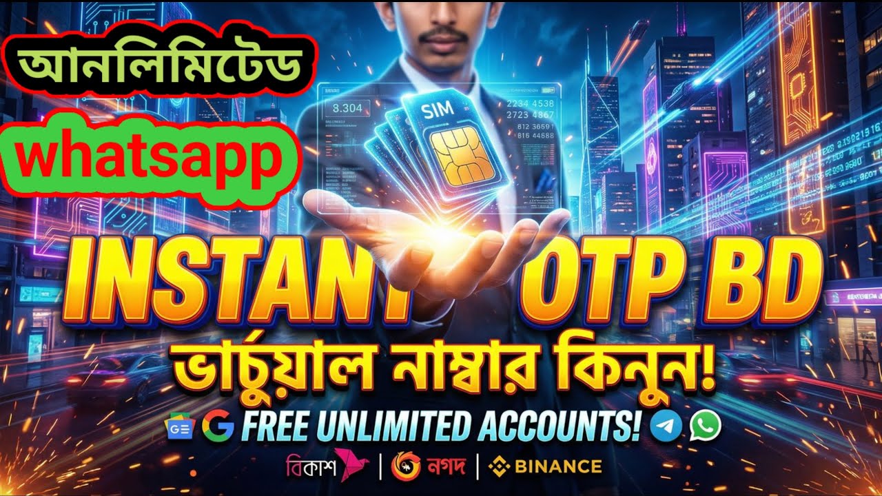 Instant OTP BD Virtualnumberunlimited WhatsAppUnlimitedহোয়াটসঅ্যাপ নাম্বার ভার্চুয়াল নাম্বার দিয়ে