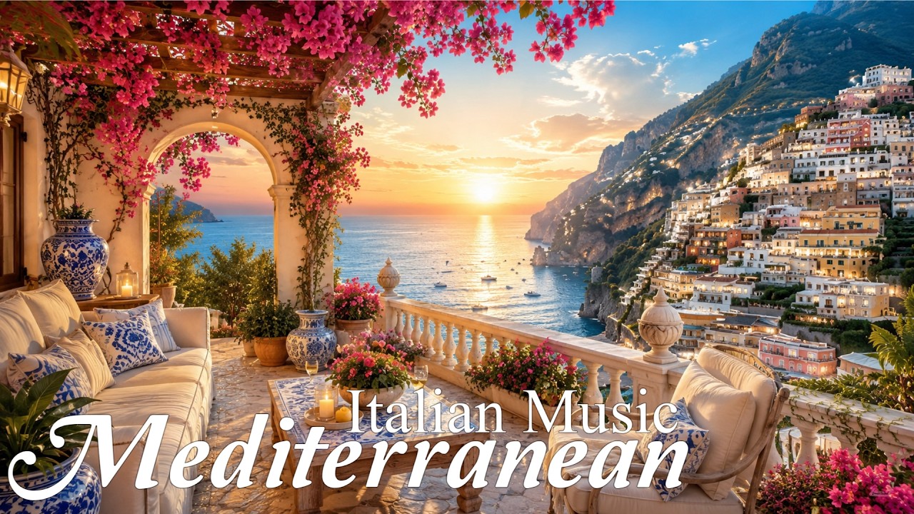 🎶 Italian Vibes & Mediterranean Music 🎶 Scenic Amalfi Coast, Lake Como & Endless Blue Waters 4K