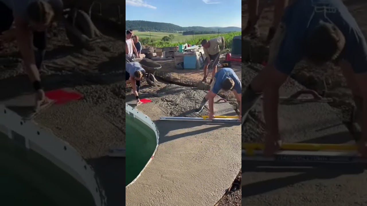 Concrete pool deck #bluecollar #constructionlife #professional #mason #concrete