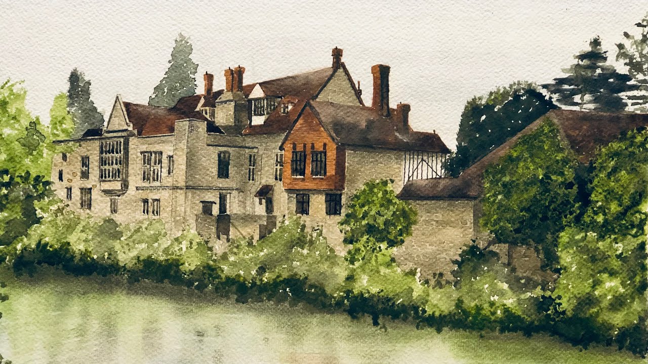 Original Painting/Watercolour Painting/Maidstone/Archbishop's Palace/River/Kent/England/James Art