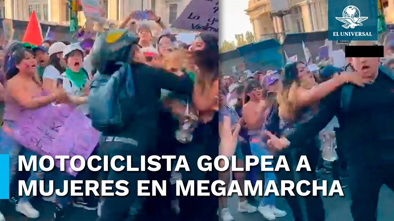 Detienen a motociclista por agredir a mujeres en la marcha del 8M