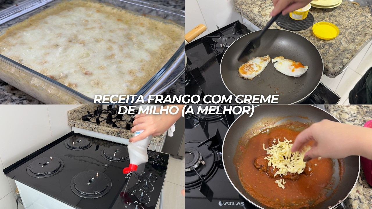 Receita de frango com creme de milho delicioso, dois dias comigo, rotina em casa.