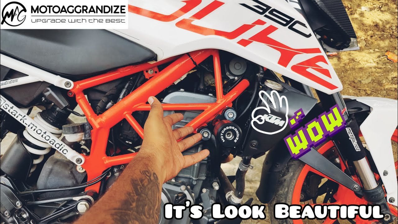 Motoaggrandize Frame Slider installation in Duke 390 🔥 || It's look beautiful 👌🏻