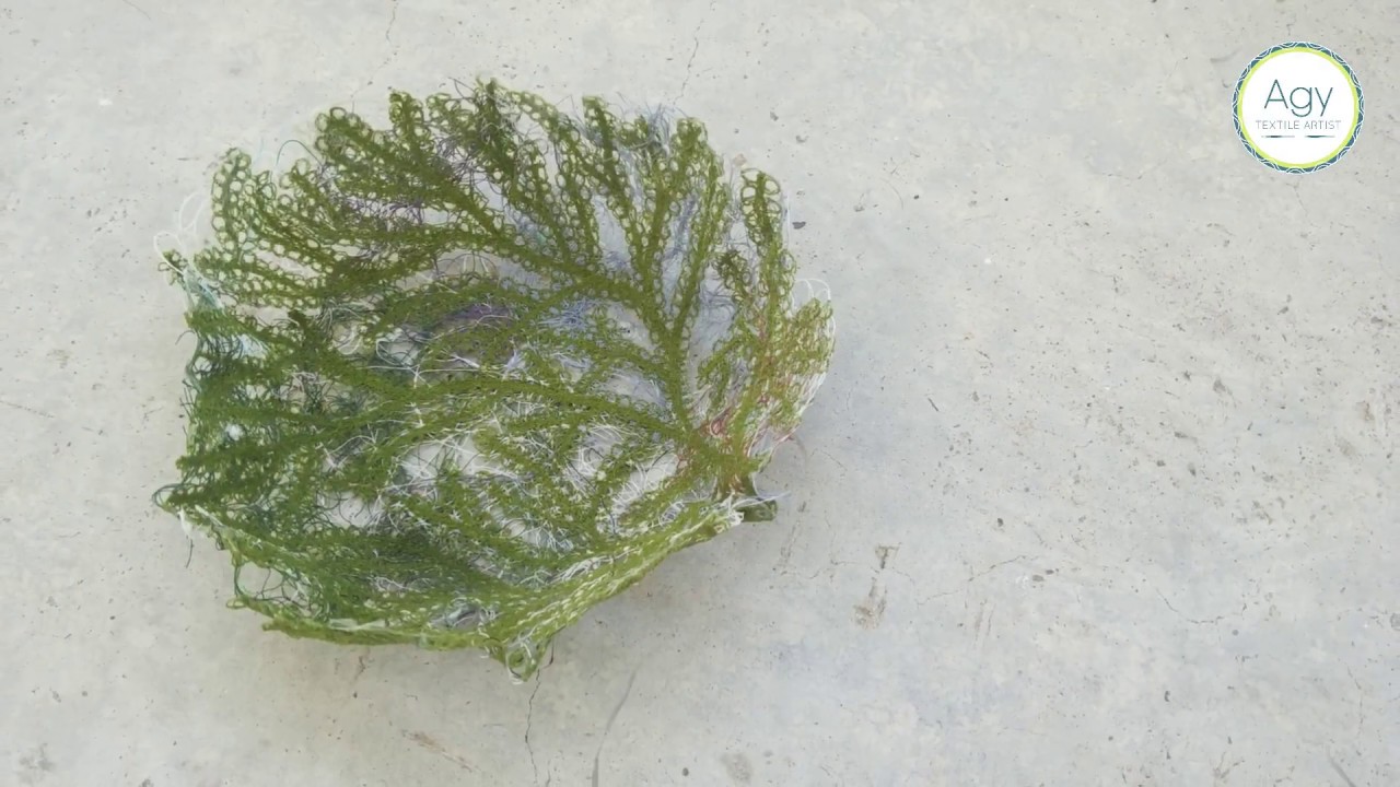Free Motion Embroidery with Dissolvable Fabric - Coral Bowl