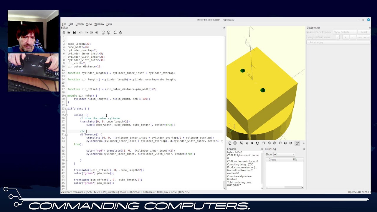 Live Stream - using OpenSCAD to design a tool for removing stuck brushes