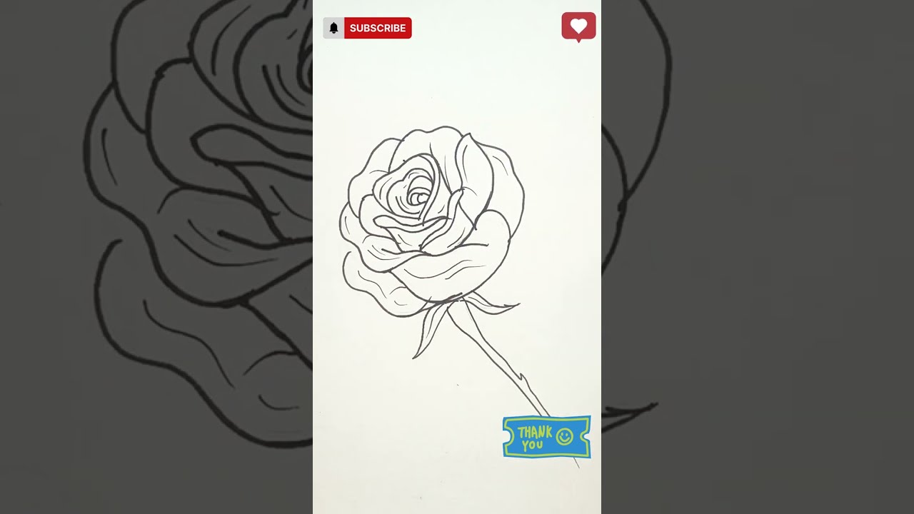 How to draw EASY ROSE Flower Drawing #art #flower 
