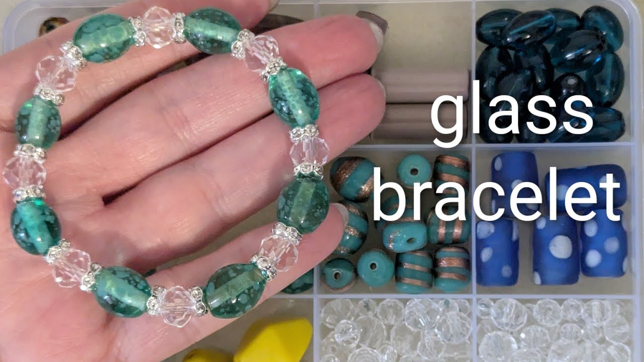 Making a Glass Elastic Bracelet #jewelrytutorial #beads #asmr #diyjewelry #diybracelet 