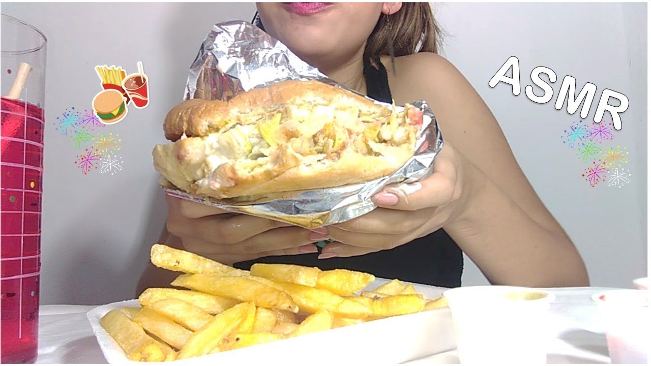 ASMR Comiendo hamburguesa con papas (EATING HAMBURGER WITH CHIPS) (SONIDOS COMIENDO) | ASMR MACA