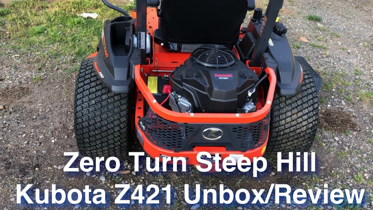 Kubota Z421 Zero Turn Review and Steep Hill Mowing Performance.