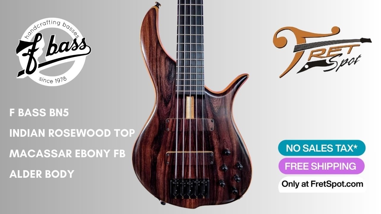 Невероятно красивая верхняя дека из индийского палисандра! // Обзор F Bass BN5