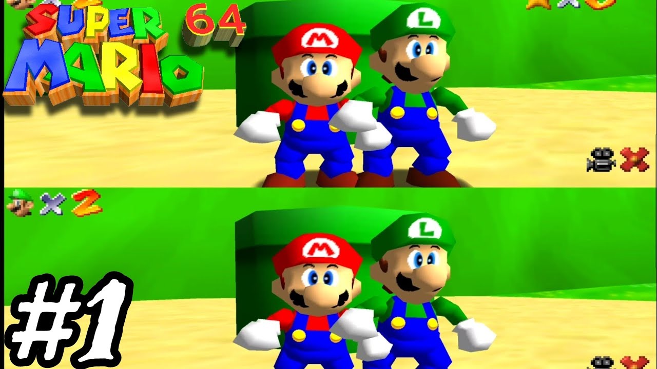 Super Mario 64 SplitScreen #1 - A New Beginning!🌟 - No Commentary Multiplayer